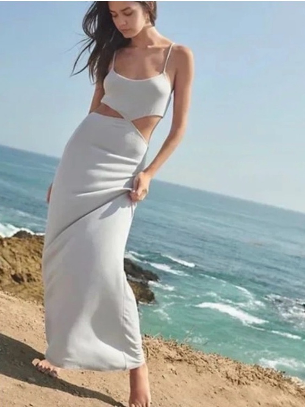 Free People Piper Maxi Dress White Cutout Boho Bridal Cottagecore Size XS